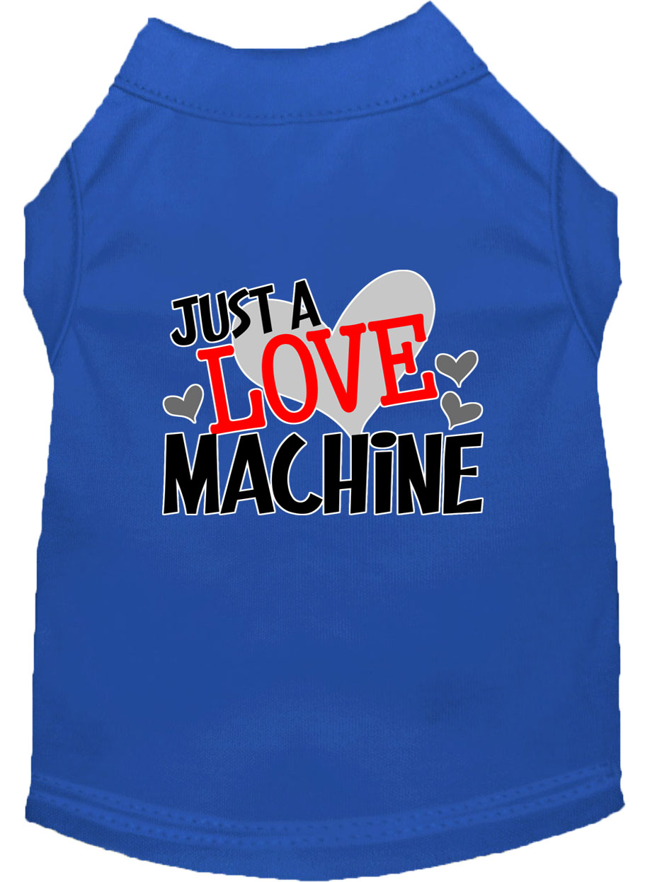 Love Machine Screen Print Dog Shirt Blue Med